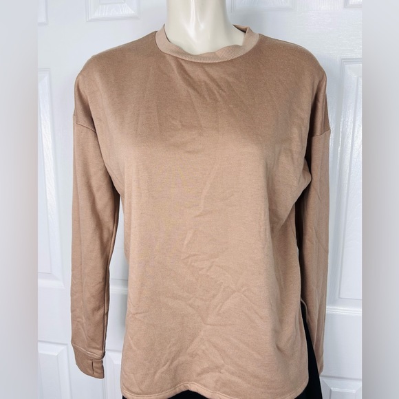 FOREVER 21 long sleeve crewneck sweatshirt mocha latte neutral tan brown XS - Picture 1 of 8